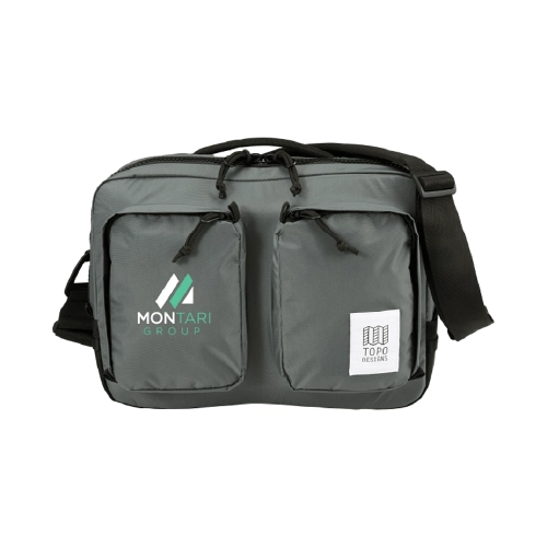 topo designs global briefcase in front