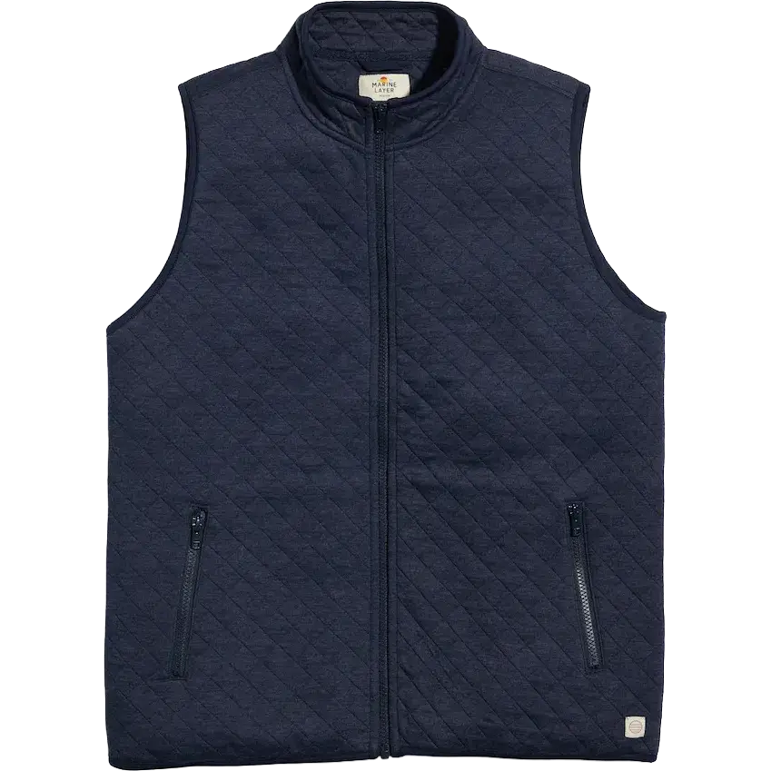 Marine Layer Corbet Full Zip Vest Navy Front